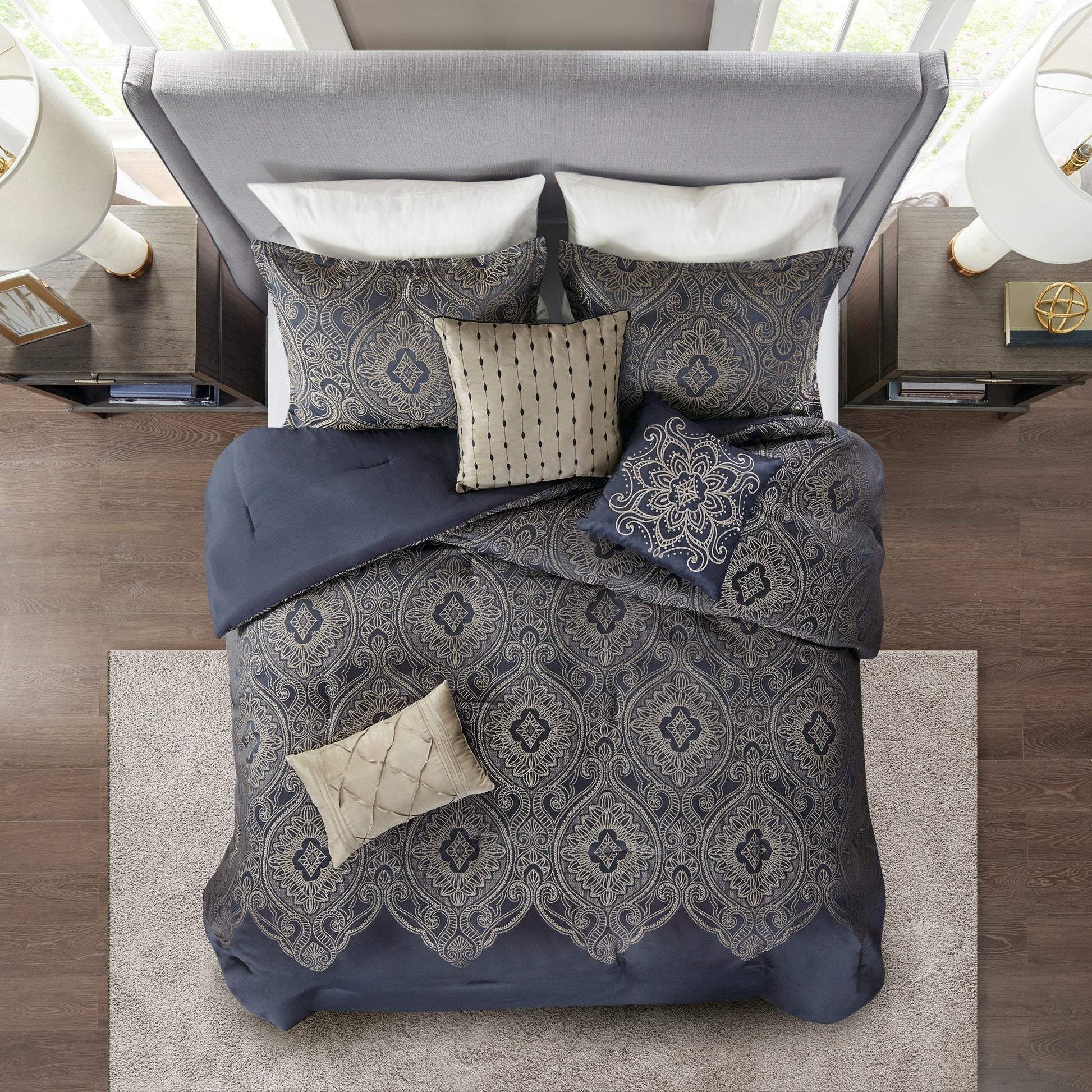 Tristen Navy 7-Piece Comforter Set Comforter Sets By Olliix/JLA HOME (E & E Co., Ltd)