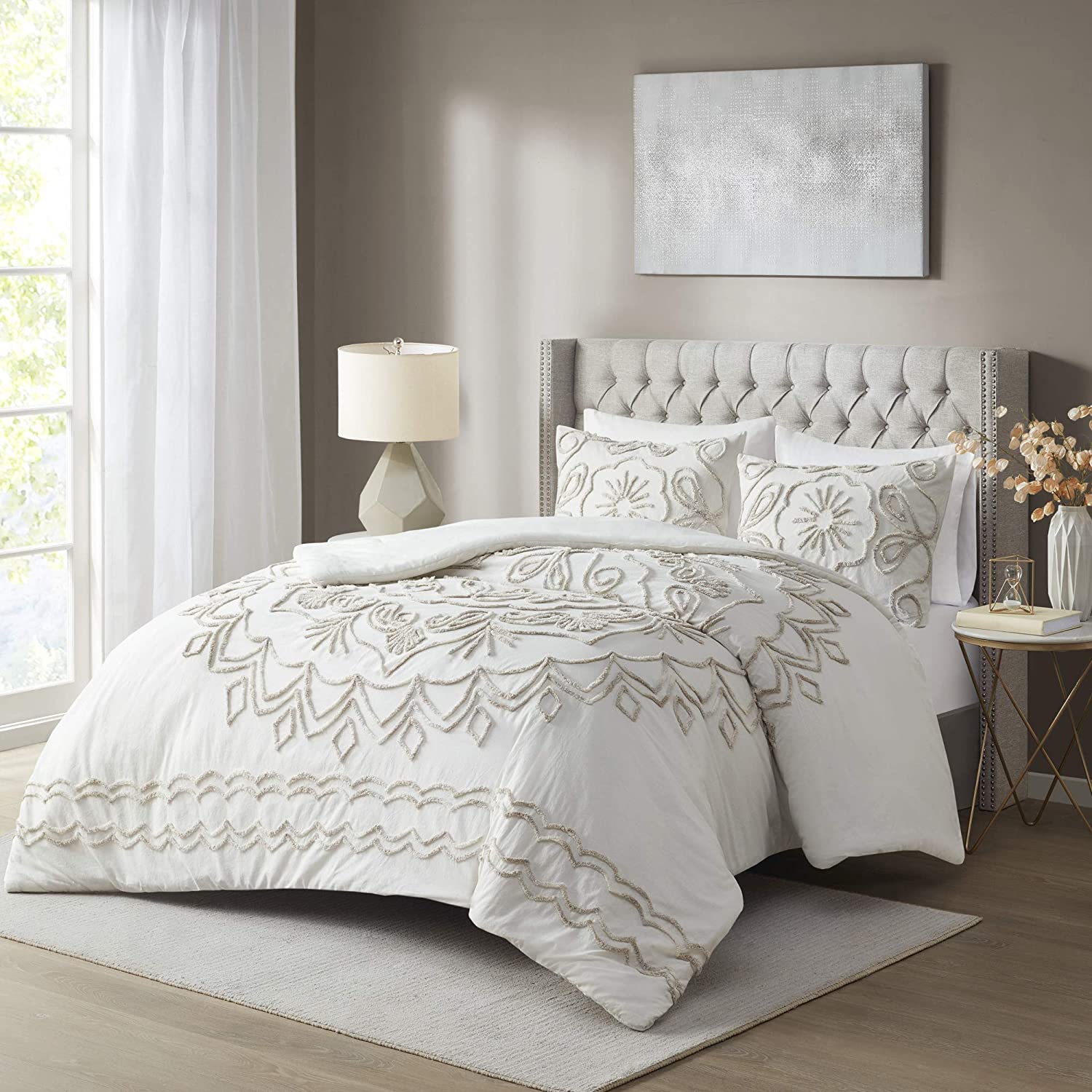 Violette Ivory/Taupe 3-Piece Comforter Set Comforter Sets By Olliix/JLA HOME (E & E Co., Ltd)