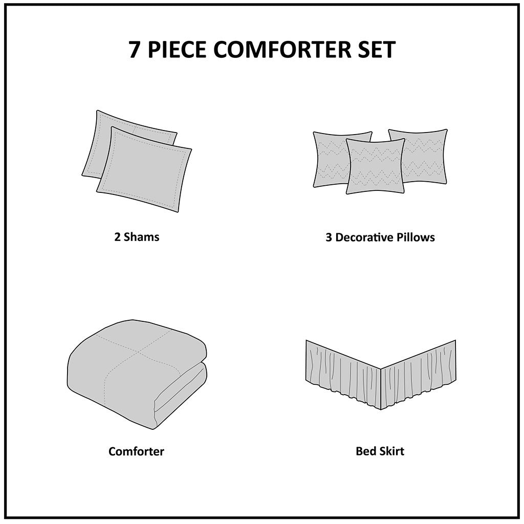 Whitney 7 Piece Jacquard Comforter Set