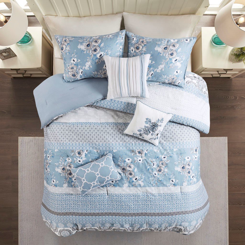Willa Blue 7-Piece Comforter Set Comforter Sets By Olliix/JLA HOME (E & E Co., Ltd)