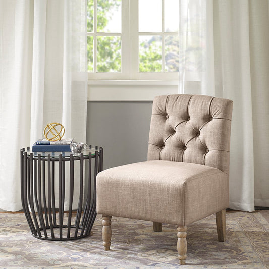 Lola Tufted Beige Armless Chair