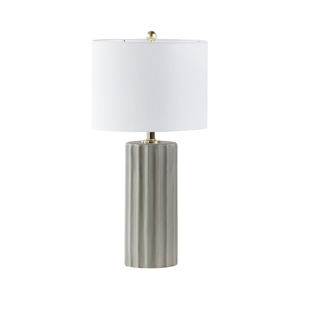 Glendale Ceramic Ribbed Grey Table Lamp