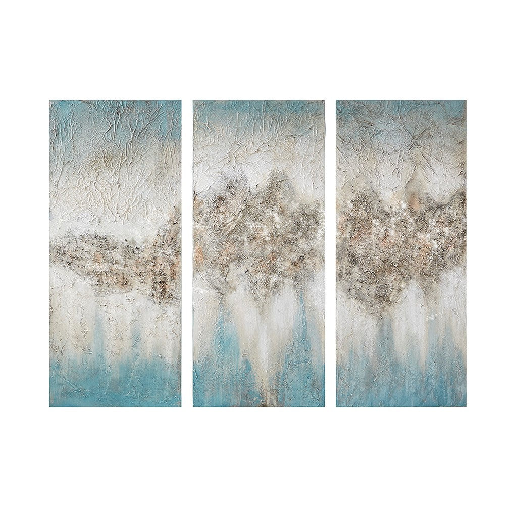 Luminous Hand Painted Heavy Textured Glitz Canvas 3 Piece Set
