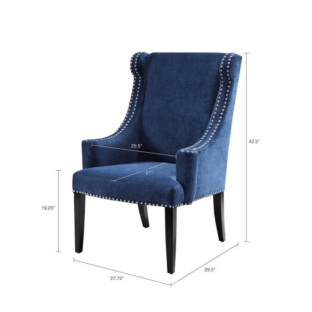 Marcel High Back Blue Wing Chair