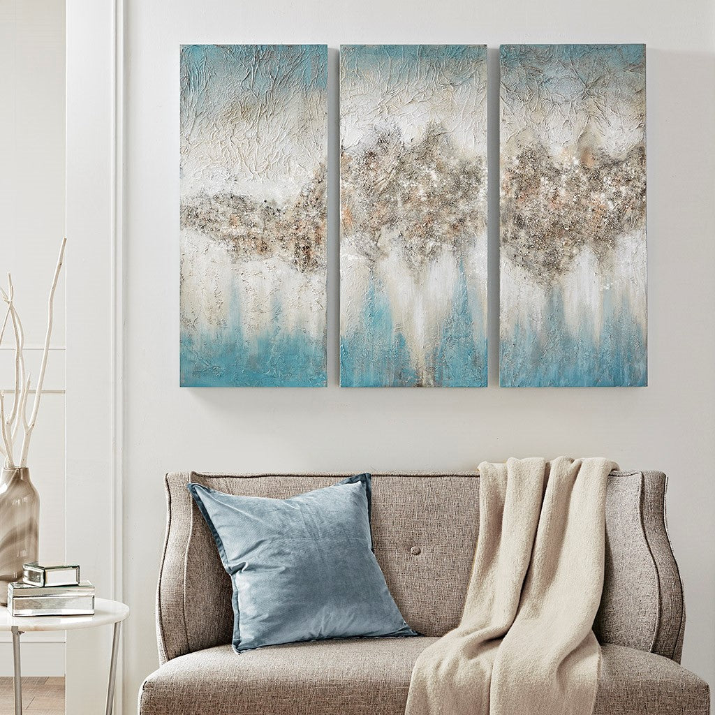 Luminous Hand Painted Heavy Textured Glitz Canvas 3 Piece Set