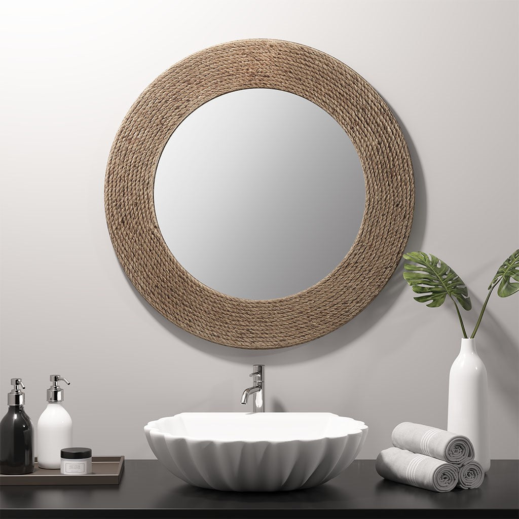 Cove Round Jute Mirror