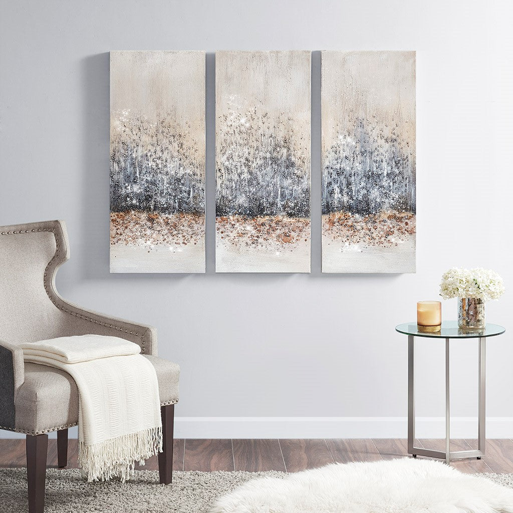 Twilight Mystere 100% Hand Brush Embellished Canvas, 3 Piece Set