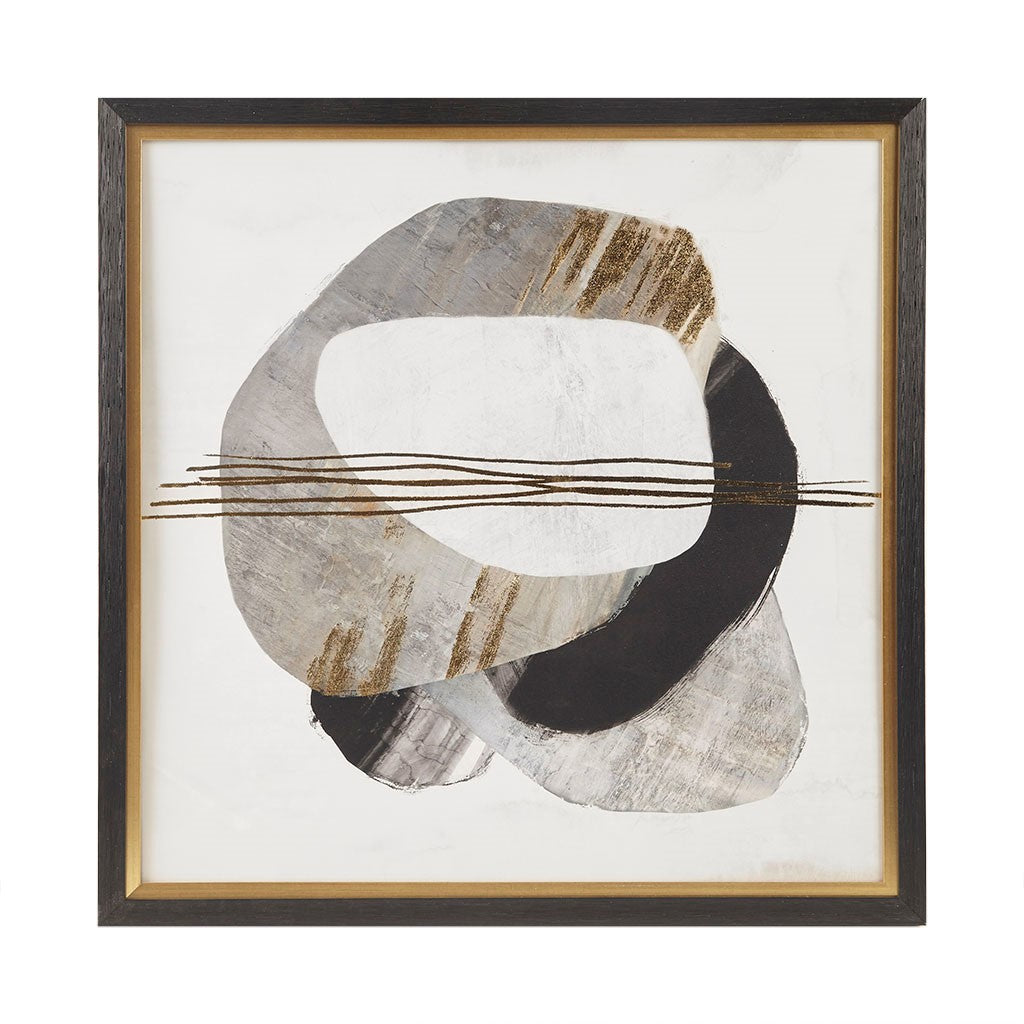 Auric Beam Abstract Gold Foil Framed Embellished Canvas