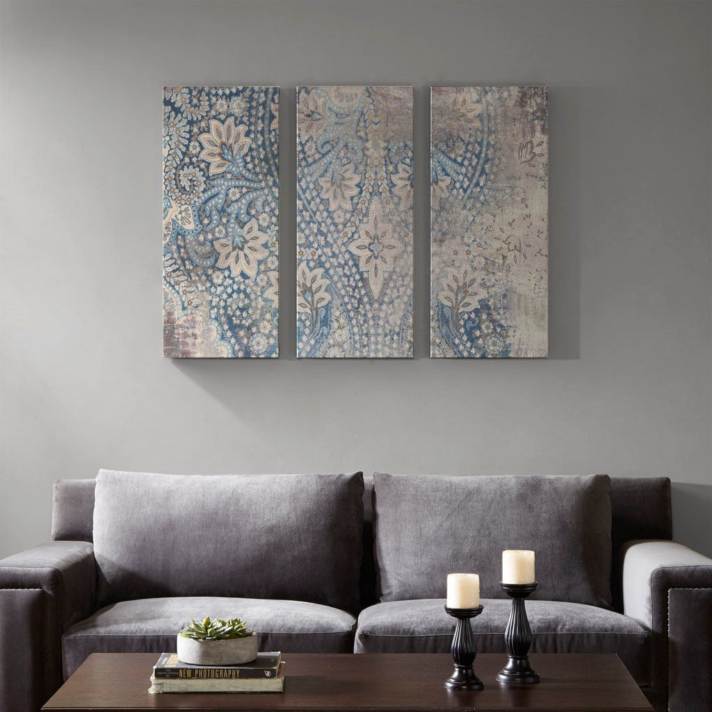 Weathered Damask Walls Printed Linen 3 Piece Set