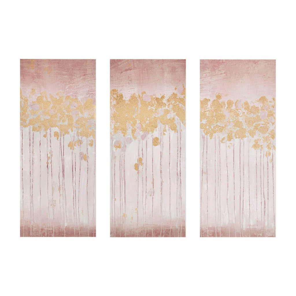 Dewy Forest Abstract Gel Coat Canvas with Metallic Foil Embellishment 3 Piece Set
