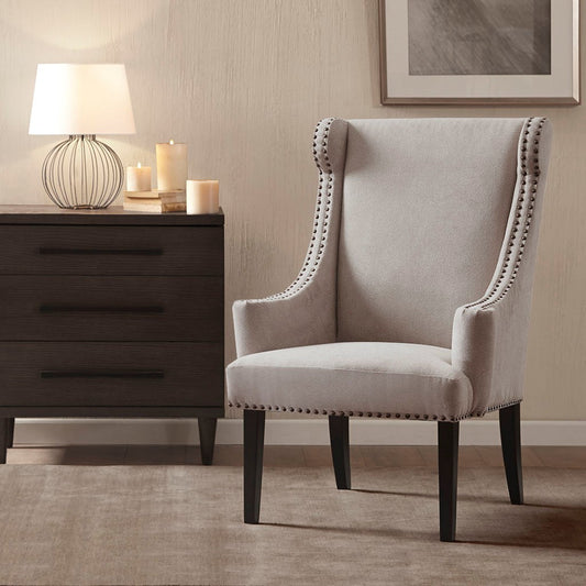 Marcel High Back Taupe Wing Chair