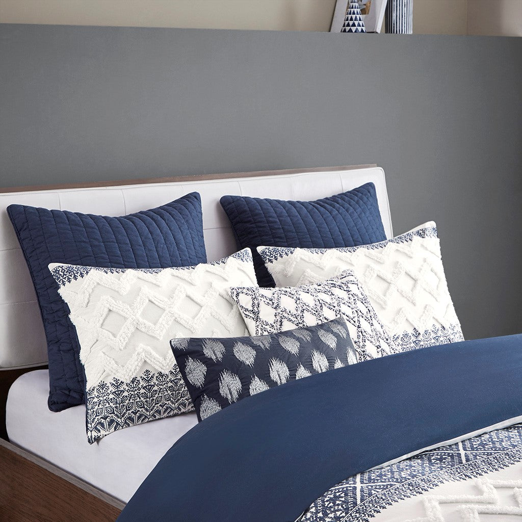 Mila Cotton Printed Duvet Cover Set with Chenille